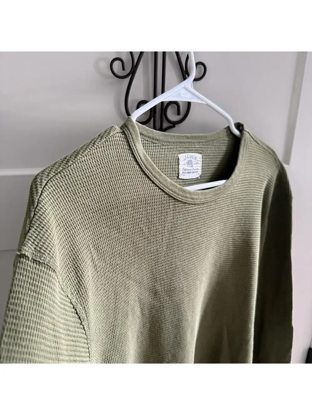 🫒 J.Crew Factory Olive Waffle Knit Thermal Long Sleeve